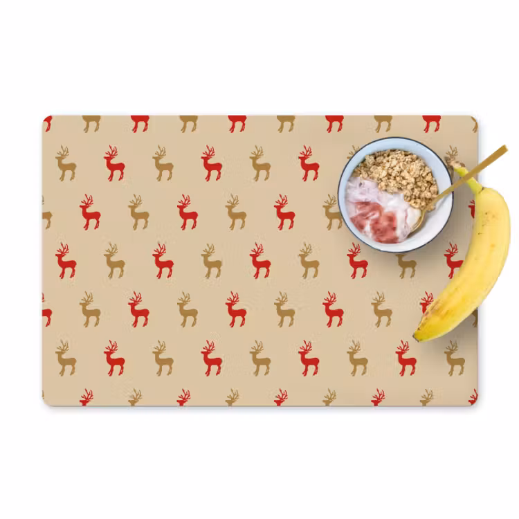 Placemat vinyl - Patroon - Herten - Beige — 1