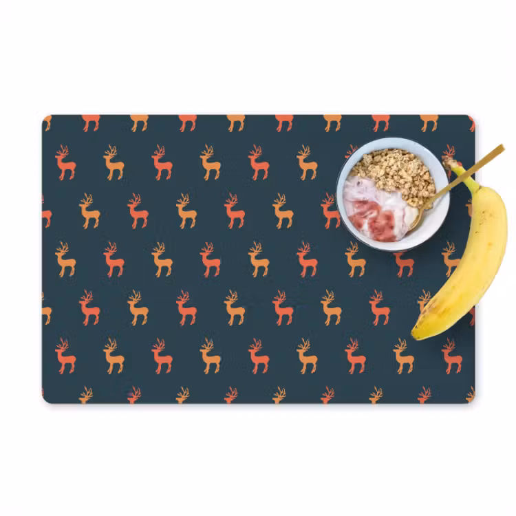 Placemat vinyl - Patroon - Herten - Blauw — 1