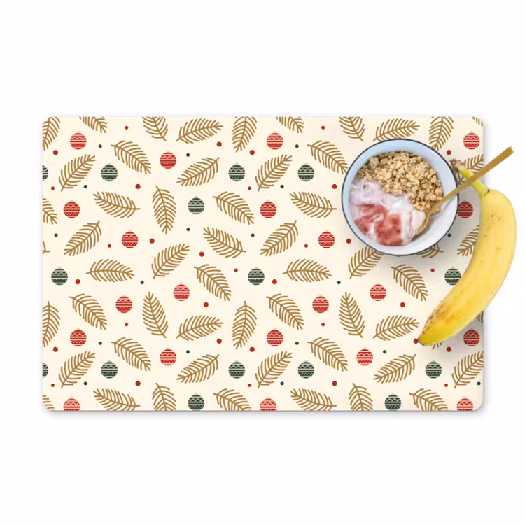 Placemat vinyl - Patroon - Kerst - Symbolen - Beige — 1