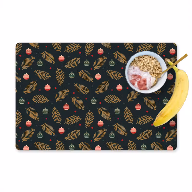 Placemat vinyl - Patroon - Kerst - Symbolen - Groen — 1