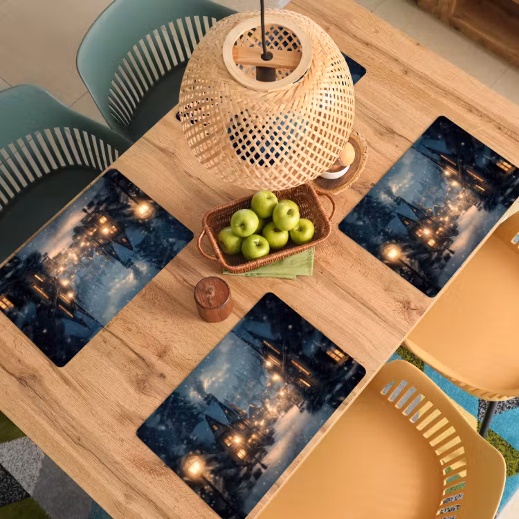 Placemat vinyl - Winterdorp - Sneeuw - Donker — 3