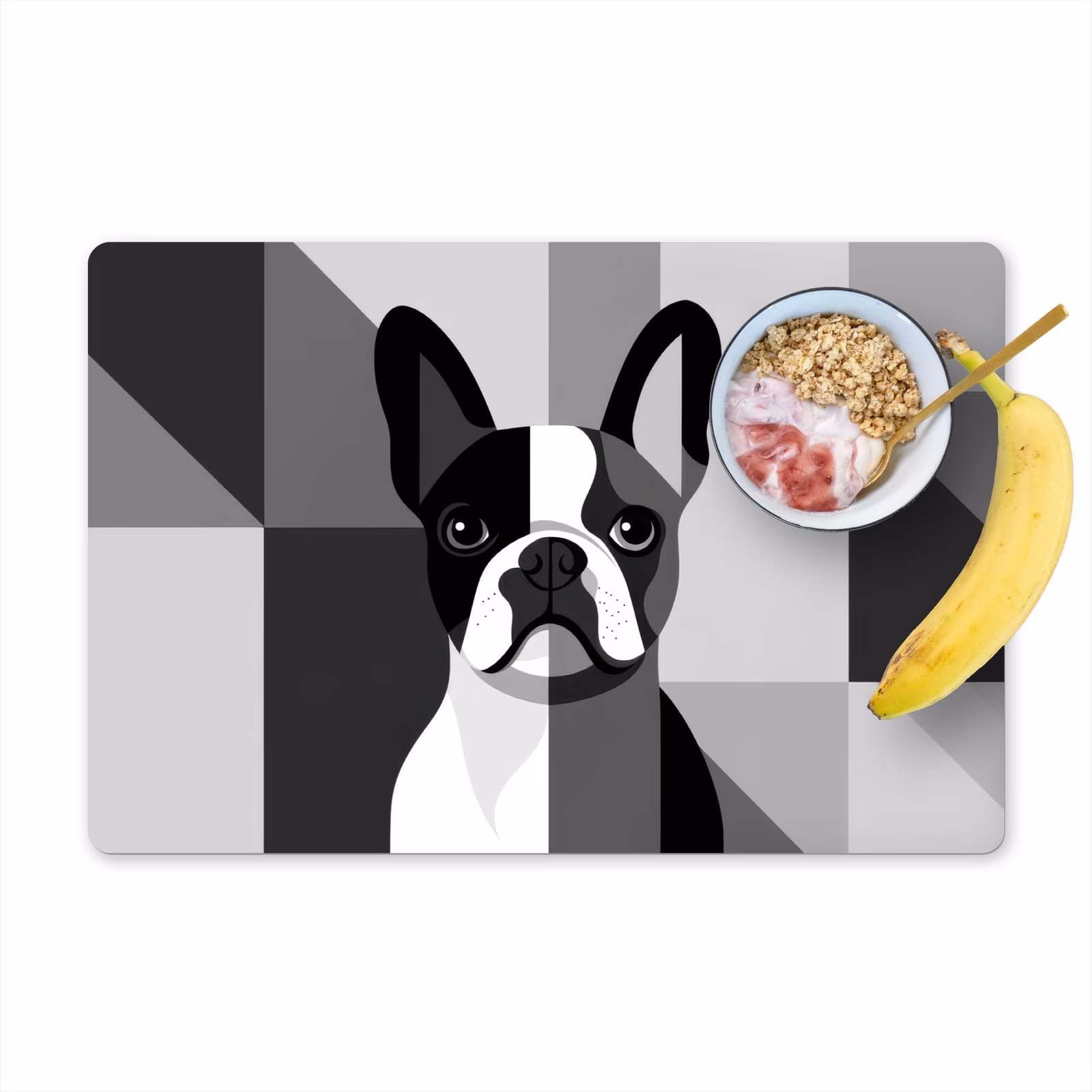 Placemat vinyl - Buldog - Zwart - Abstract - Vlakken — 1