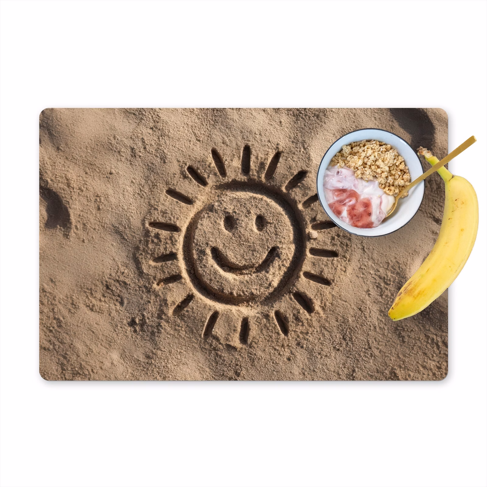 Placemat vinyl - Gezichtje - Zon - Zand - Getekend — 1