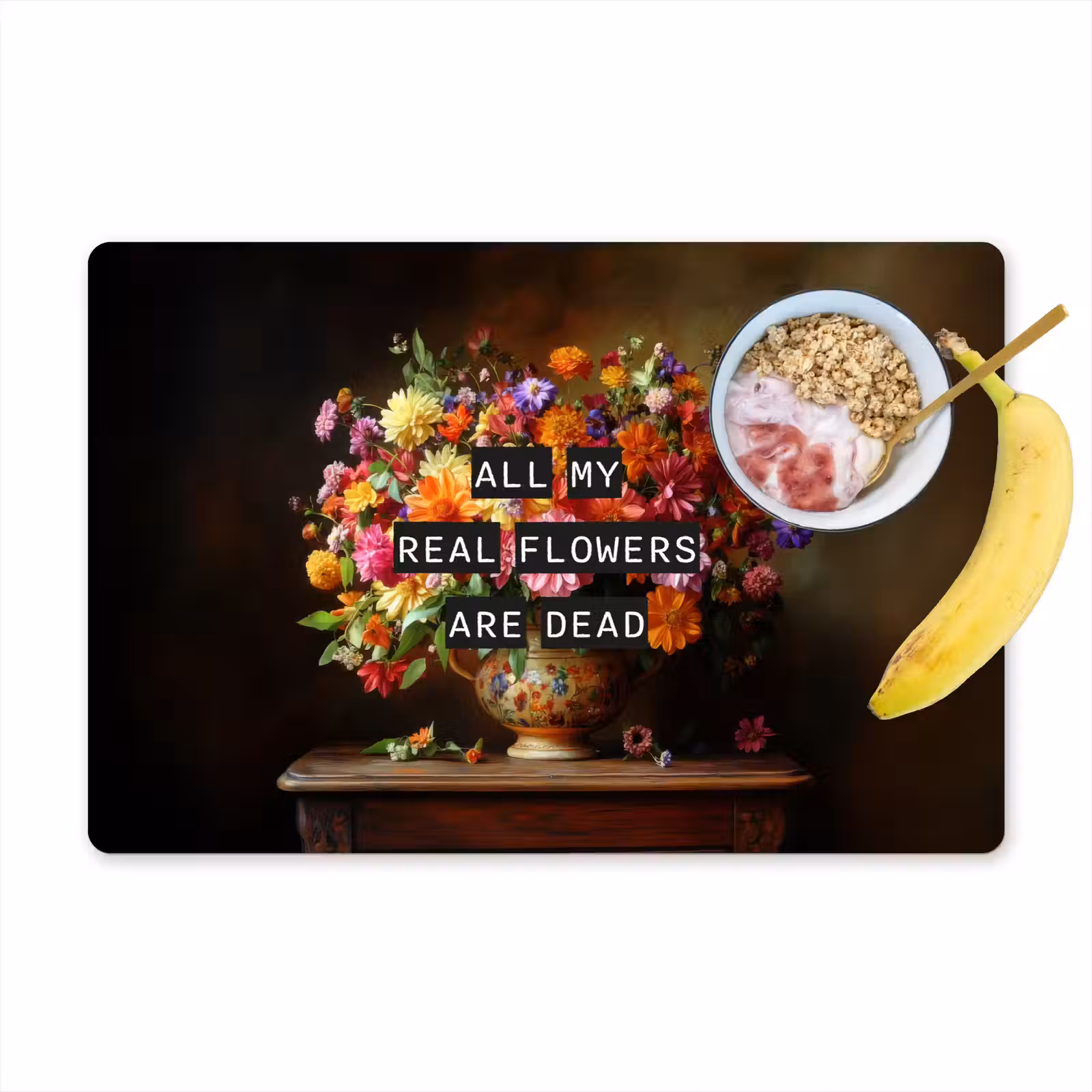 Placemat vinyl - Kleur - Bloemen - Vintage - Bloemenvaas — 1