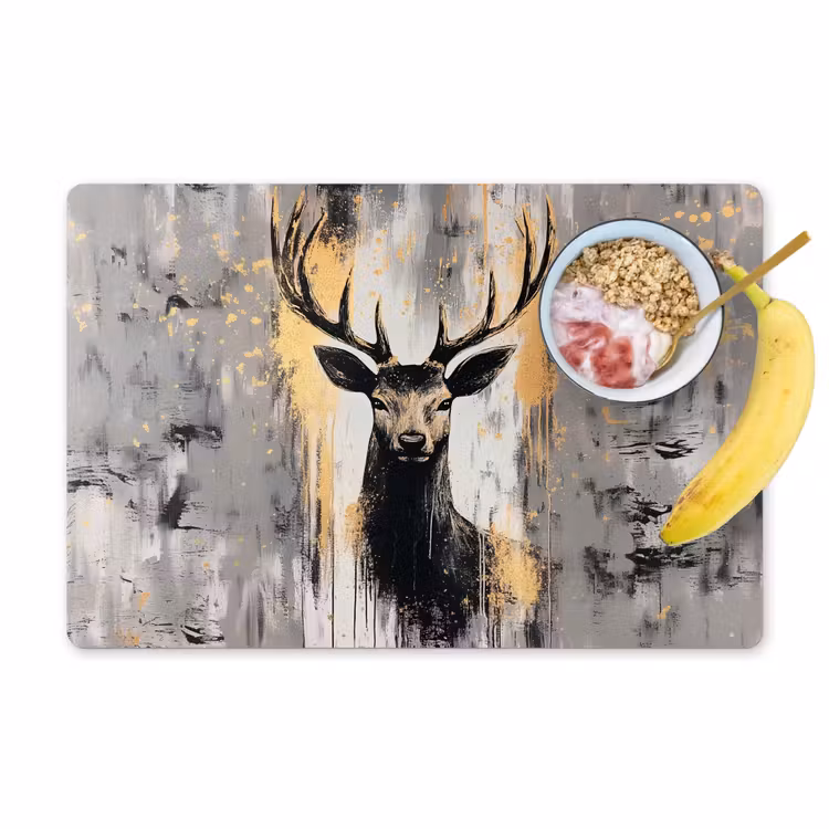 Placemat vinyl - Abstract - Hert - Gewei - Goud — 1