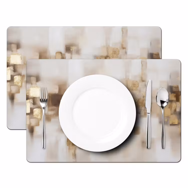 Placemat vinyl - Abstracte vierkanten - Aardetonen - Mistig — 2