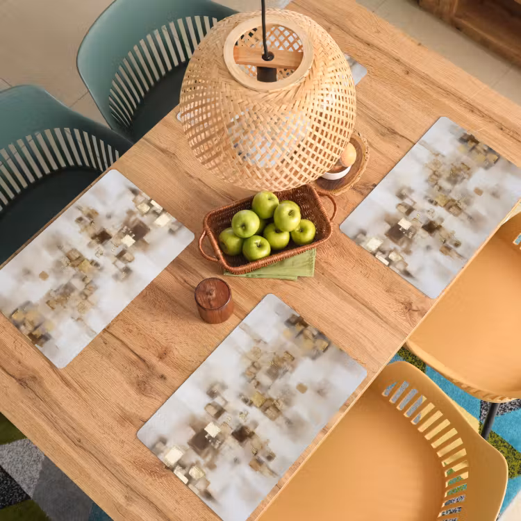 Placemat vinyl - Abstracte vierkanten - Aardetonen - Mistig — 3