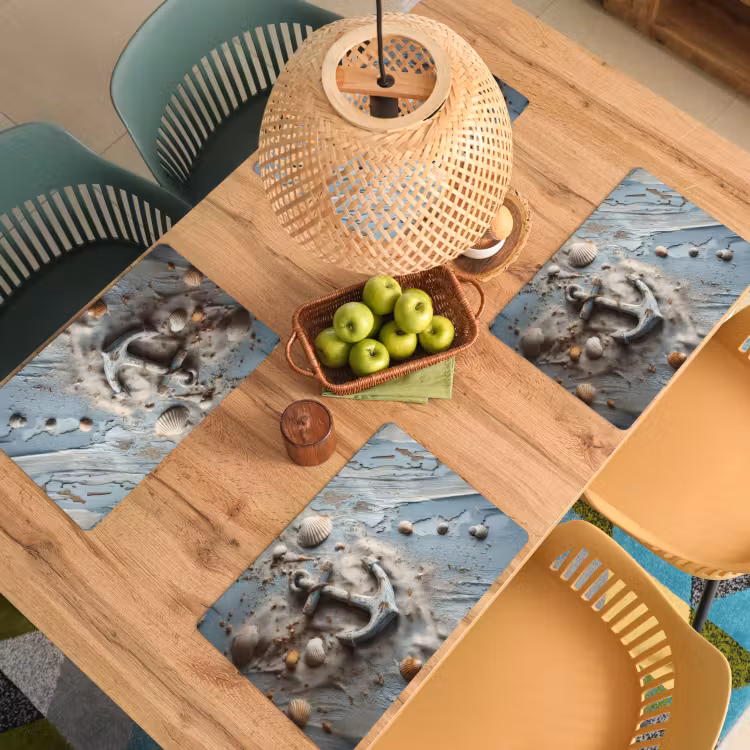 Placemat vinyl - Anker - Hout - Schelpen - Zand — 3