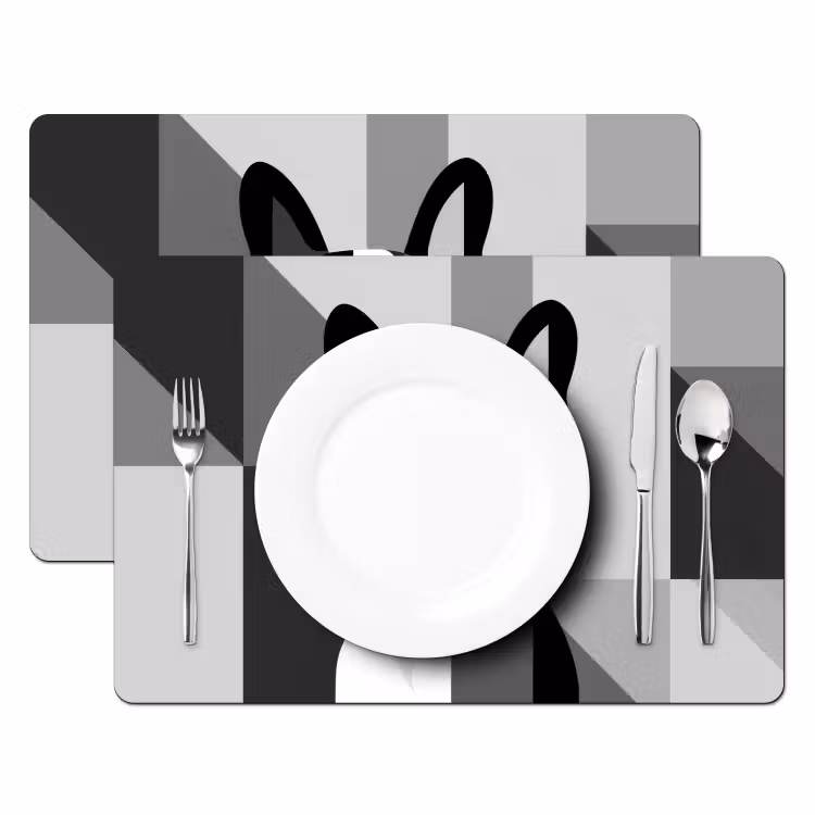 Placemat vinyl - Buldog - Zwart - Abstract - Vlakken — 2