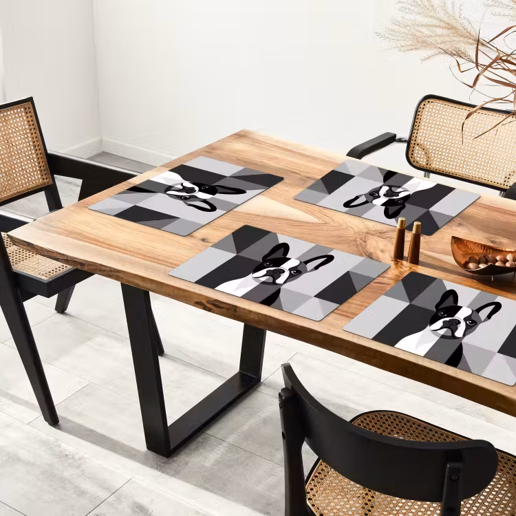 Placemat vinyl - Buldog - Zwart - Abstract - Vlakken — 4