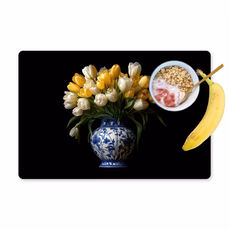 Placemat vinyl - Geel - Tulpen - Vaas - Bloemen — 1