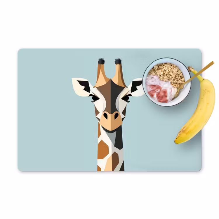 Placemat vinyl - Giraffe - Illustratie - Bruin - Minimalistisch — 1