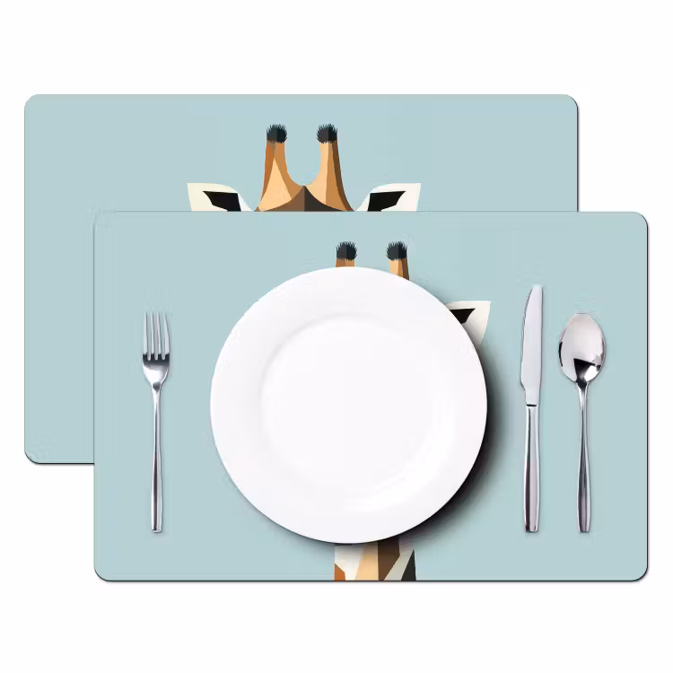 Placemat vinyl - Giraffe - Illustratie - Bruin - Minimalistisch — 2