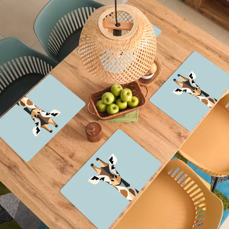 Placemat vinyl - Giraffe - Illustratie - Bruin - Minimalistisch — 3
