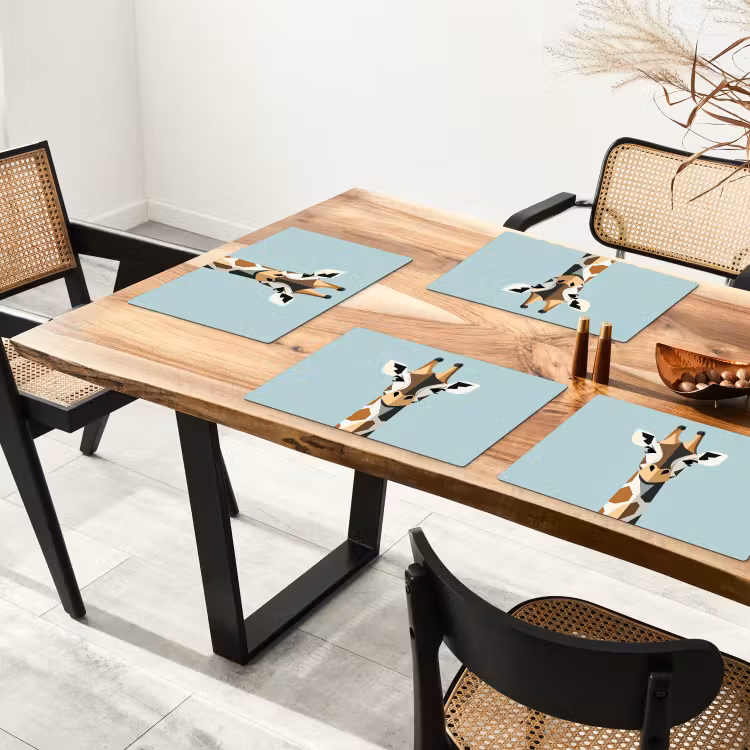 Placemat vinyl - Giraffe - Illustratie - Bruin - Minimalistisch — 4
