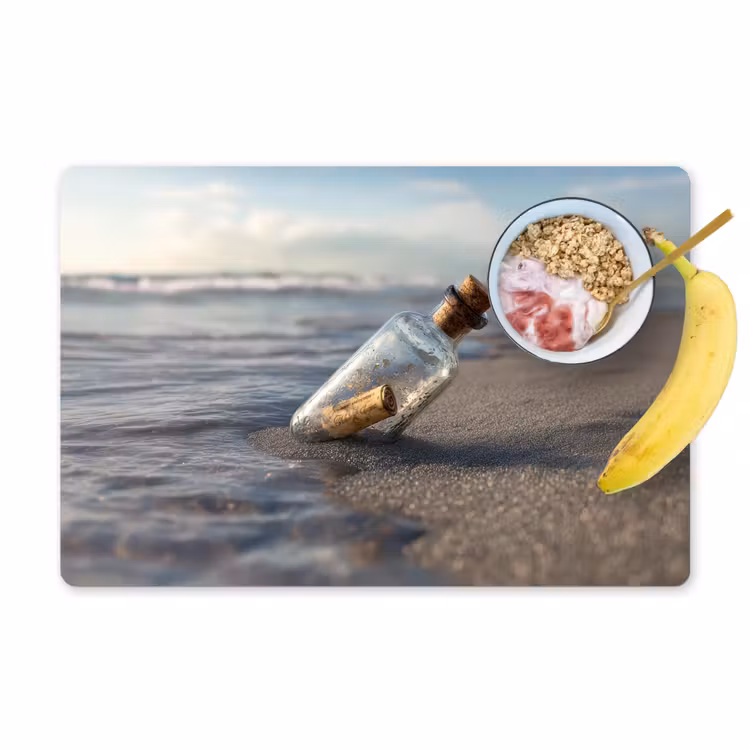 Placemat vinyl - Glazenfles - Post - Zee - Zand — 1