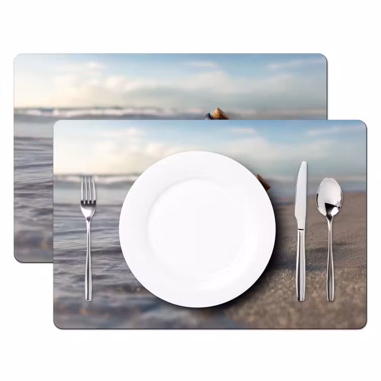 Placemat vinyl - Glazenfles - Post - Zee - Zand — 2
