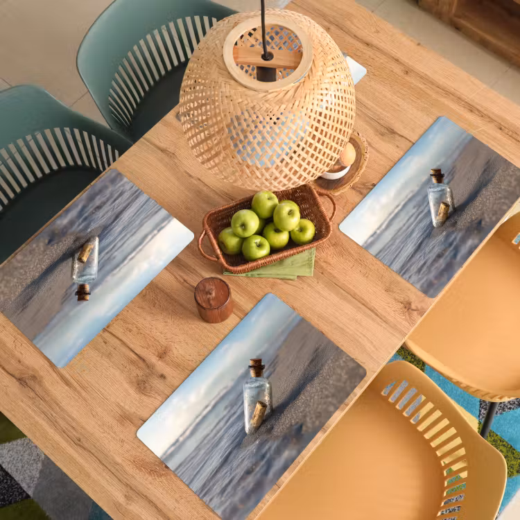 Placemat vinyl - Glazenfles - Post - Zee - Zand — 3