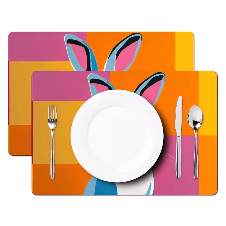 Placemat vinyl - Haas - Kleurvakken - Oren - Roze — 2