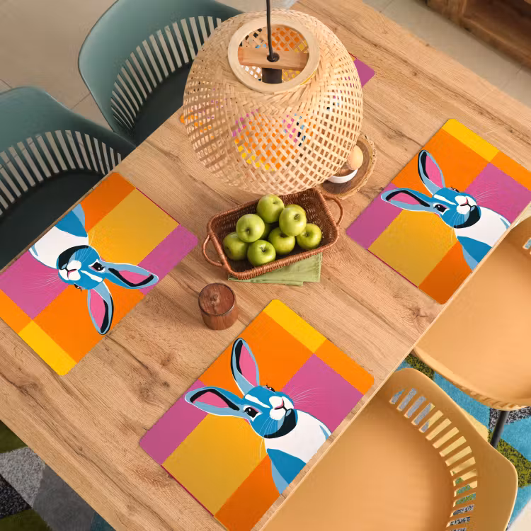 Placemat vinyl - Haas - Kleurvakken - Oren - Roze — 3