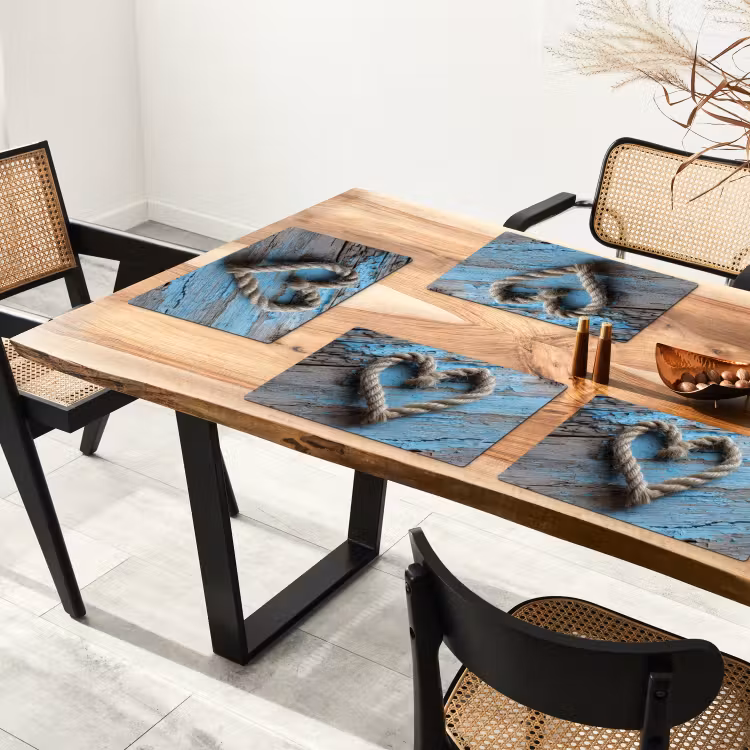Placemat vinyl - Hart - Touw - Hout - Rustiek — 4