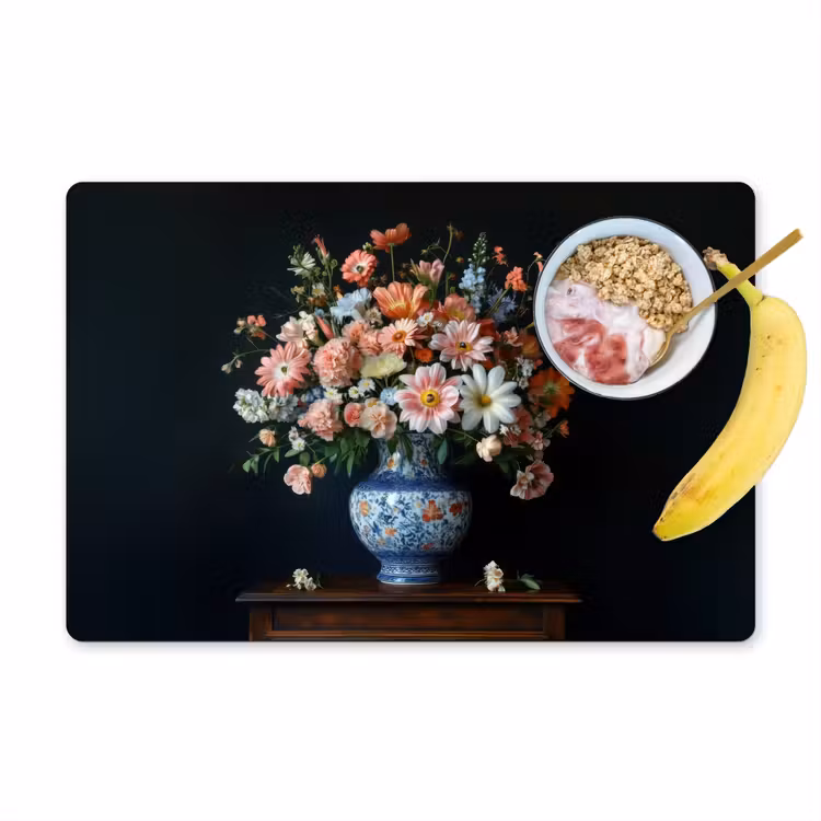 Placemat vinyl - Hout - Vaas - Kleuren - Bloemen — 1
