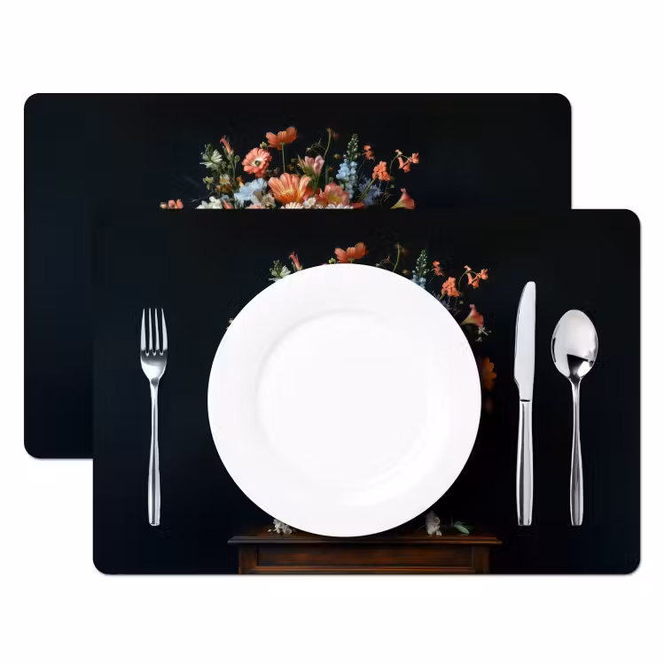 Placemat vinyl - Hout - Vaas - Kleuren - Bloemen — 2