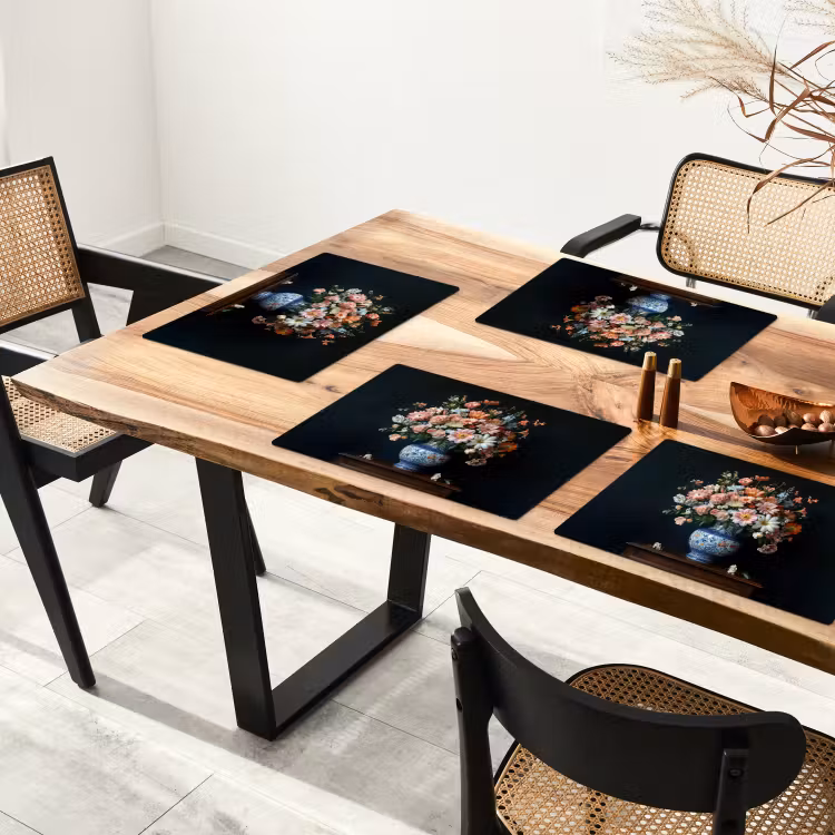 Placemat vinyl - Hout - Vaas - Kleuren - Bloemen — 4