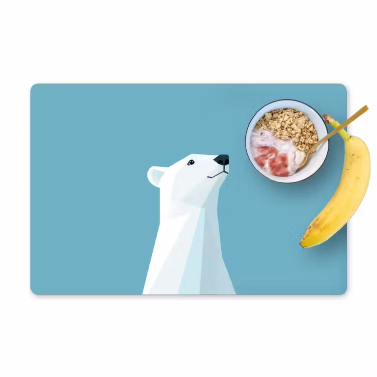 Placemat vinyl - Ijsbeer - Lichtblauw - Minimalistisch — 1