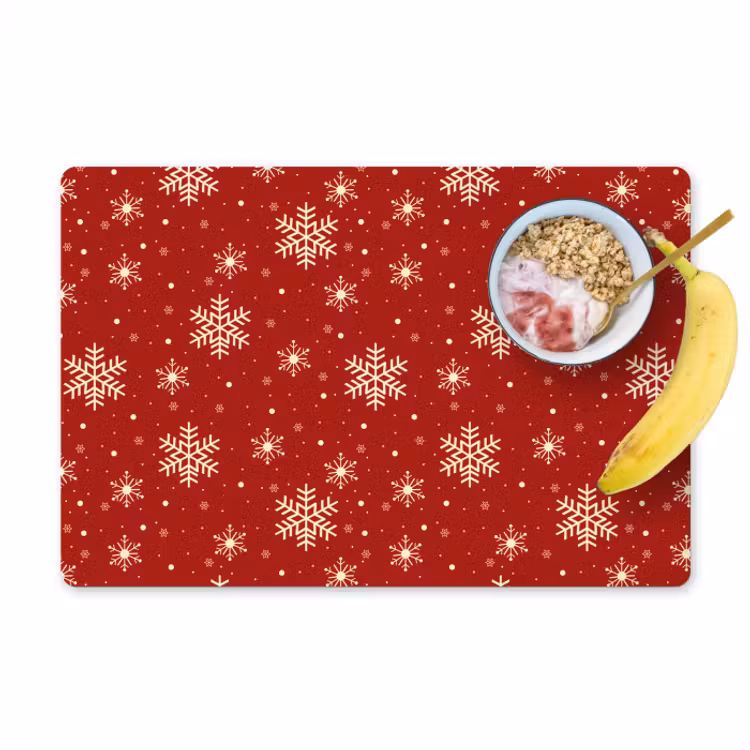 Placemat vinyl - Illustratie - Sneeuwvlokken - Rood — 1