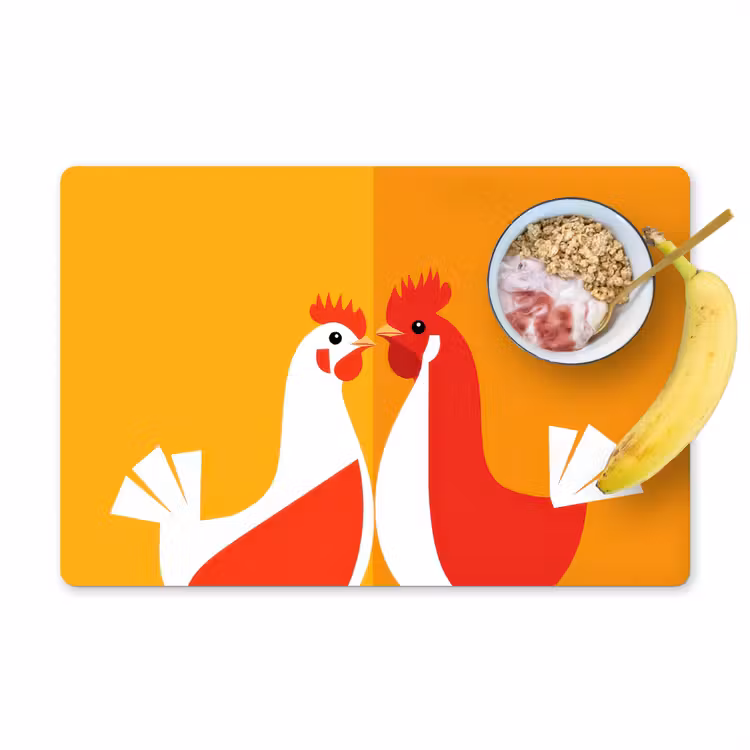 Placemat vinyl - Kippen - Oranje - Vlakken — 1