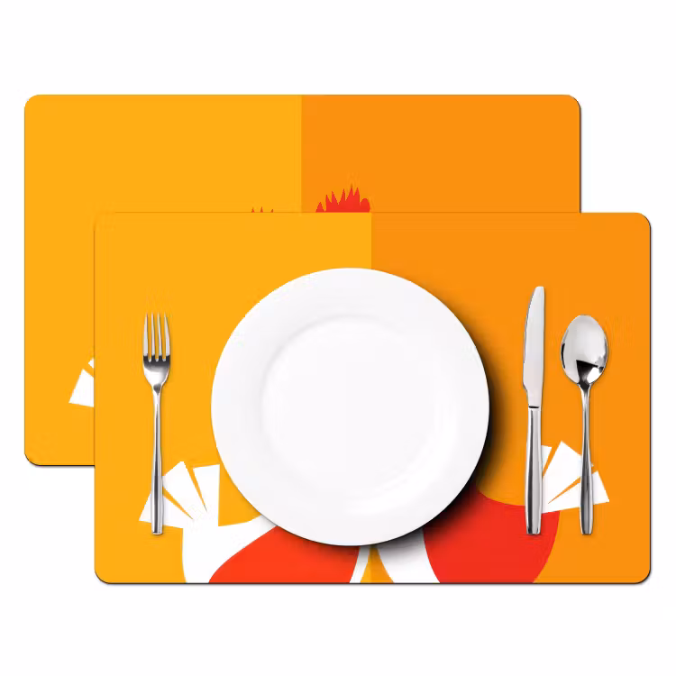Placemat vinyl - Kippen - Oranje - Vlakken — 2
