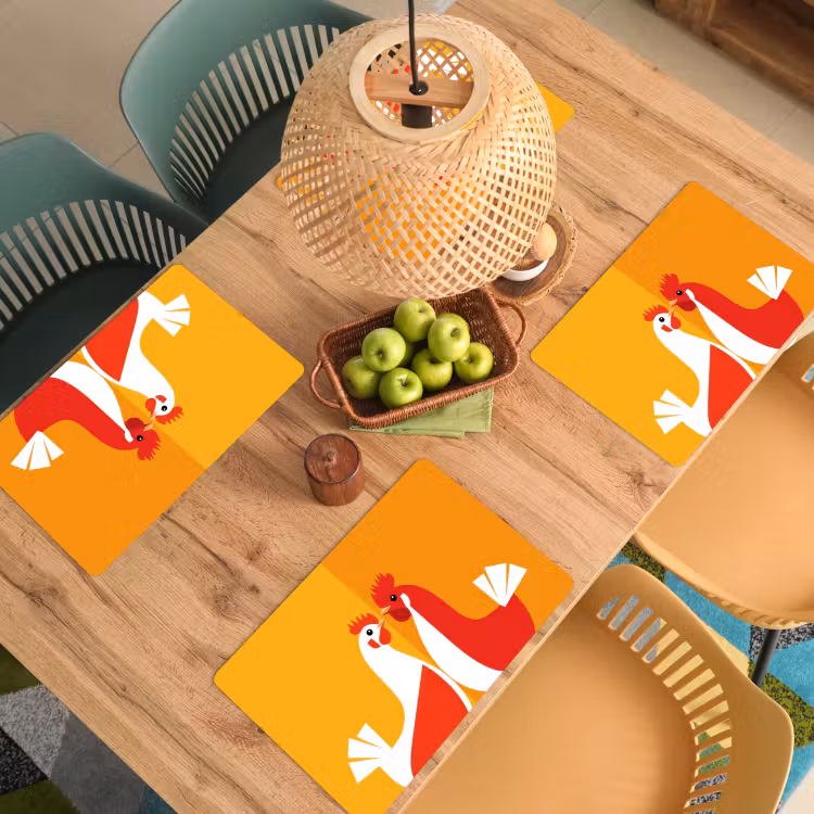 Placemat vinyl - Kippen - Oranje - Vlakken — 3