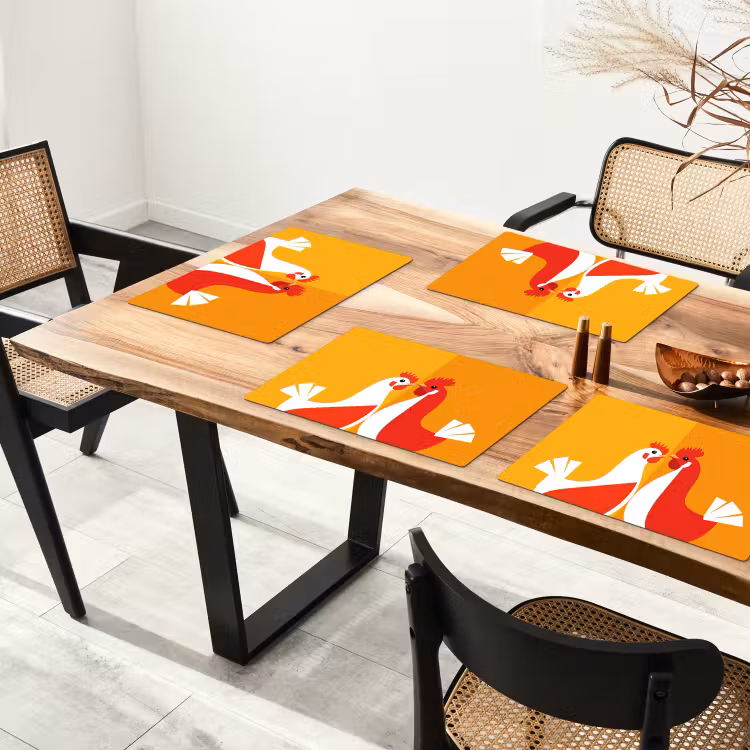 Placemat vinyl - Kippen - Oranje - Vlakken — 4
