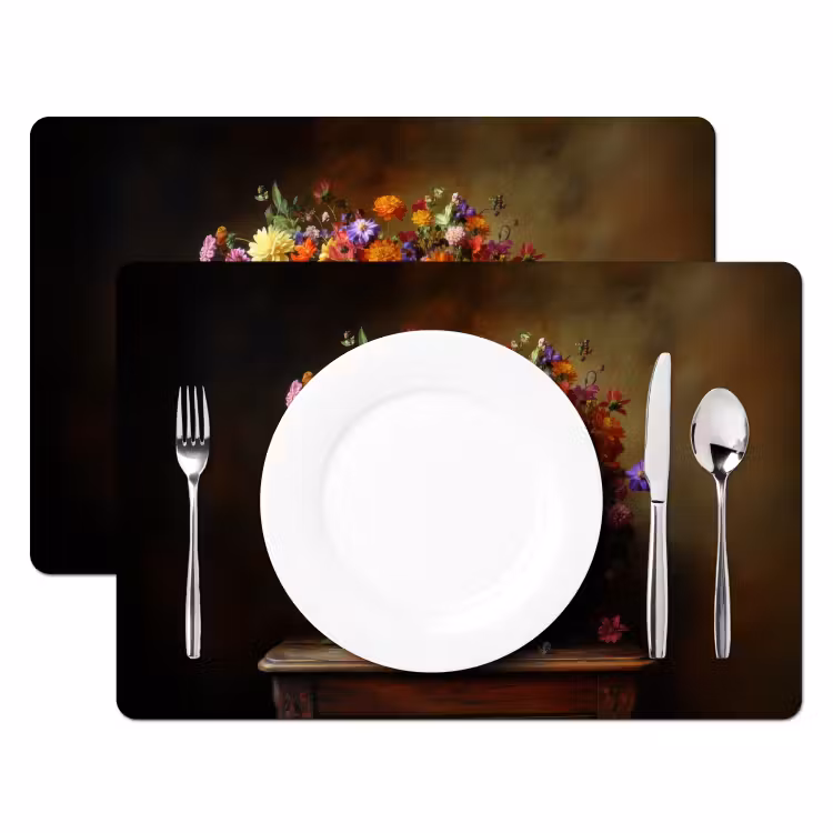 Placemat vinyl - Kleuren - Boeket - Vaas - Hout — 2