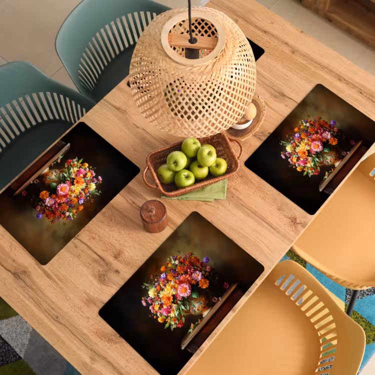 Placemat vinyl - Kleuren - Boeket - Vaas - Hout — 3