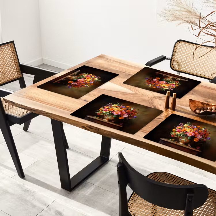 Placemat vinyl - Kleuren - Boeket - Vaas - Hout — 4