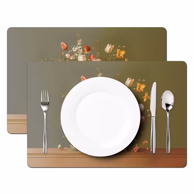 Placemat vinyl - Neutral - Bloemen - Boeket - Vaas — 2