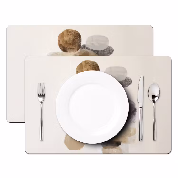 Placemat vinyl - Ovaal - Kleurvlakken - Penseelstreken — 2