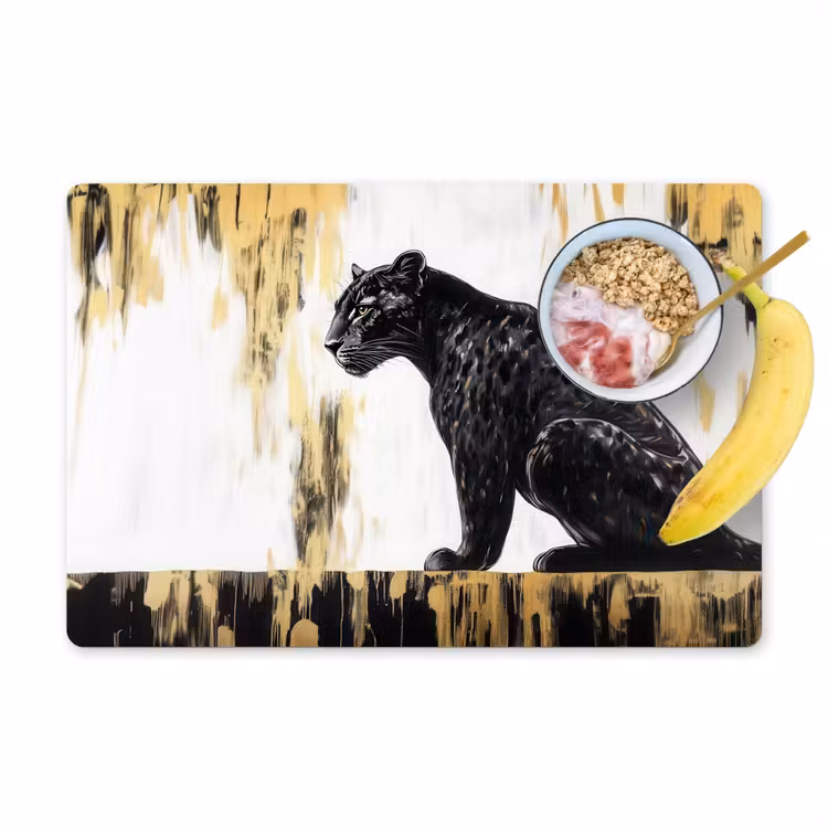 Placemat vinyl - Panter - Zwart - Abstract - Goud — 1