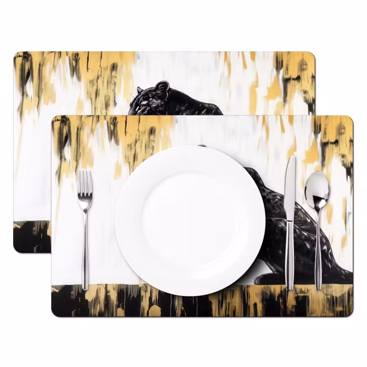 Placemat vinyl - Panter - Zwart - Abstract - Goud — 2