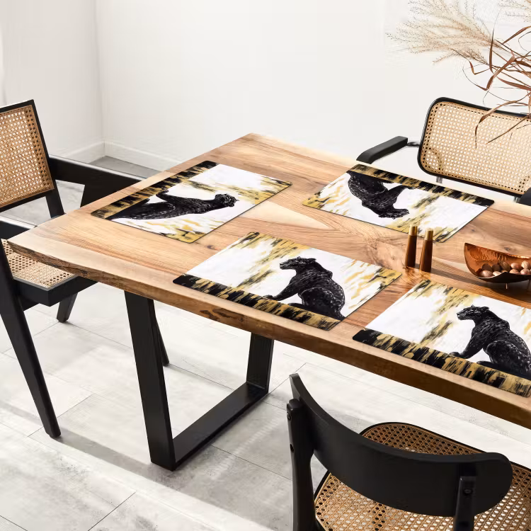 Placemat vinyl - Panter - Zwart - Abstract - Goud — 4