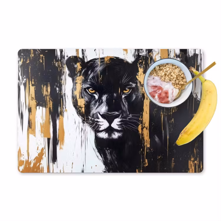 Placemat vinyl - Panter - Zwart - Abstract - Verfstreken — 1