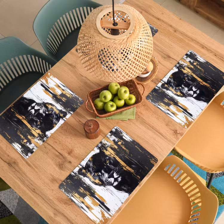 Placemat vinyl - Panter - Zwart - Abstract - Verfstreken — 3