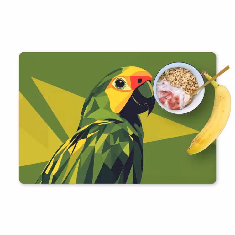 Placemat vinyl - Papegaai - Groen - Snavel - Abstract — 1