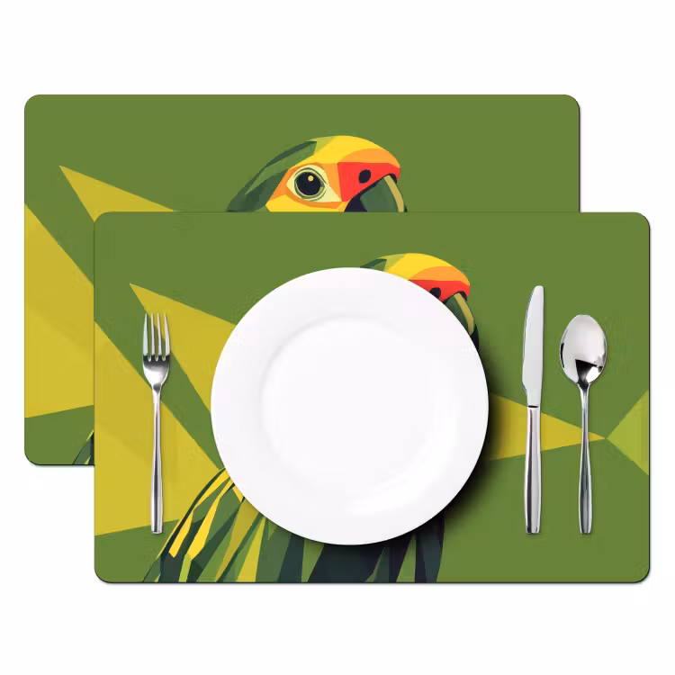 Placemat vinyl - Papegaai - Groen - Snavel - Abstract — 2