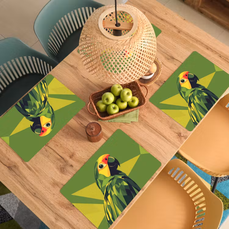 Placemat vinyl - Papegaai - Groen - Snavel - Abstract — 3