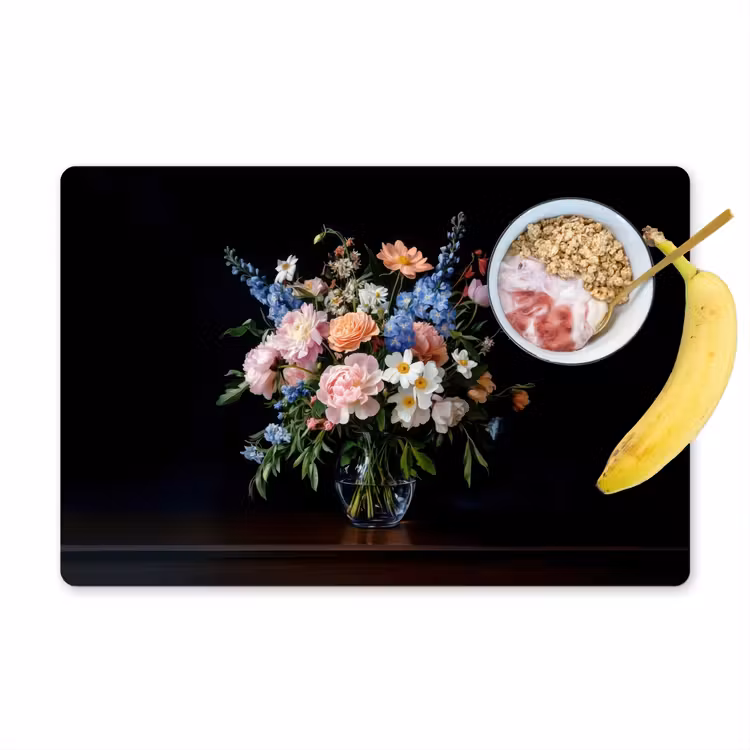 Placemat vinyl - Pastel - Bloemen - Glazen - Vaas — 1