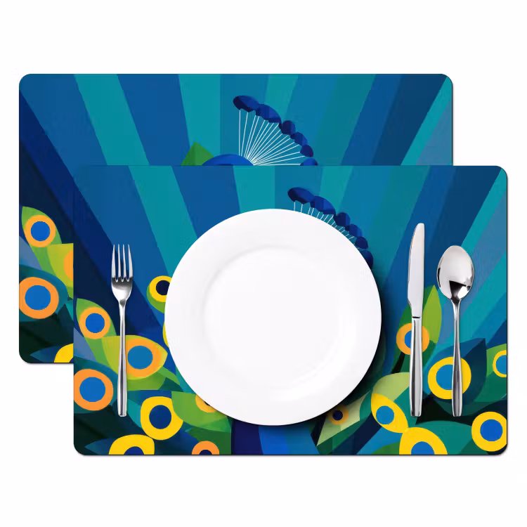 Placemat vinyl - Pauw - Cirkels - Blauw — 2