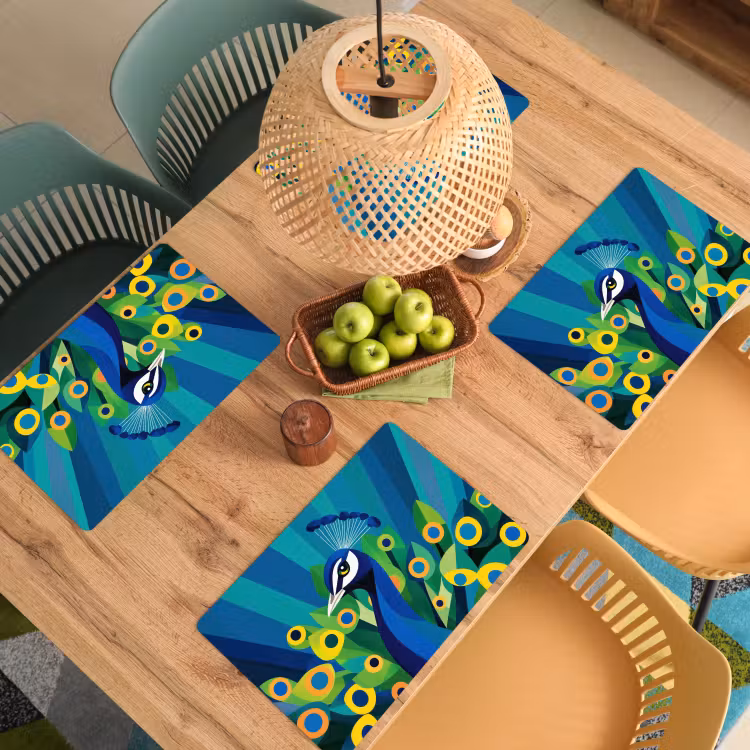 Placemat vinyl - Pauw - Cirkels - Blauw — 3